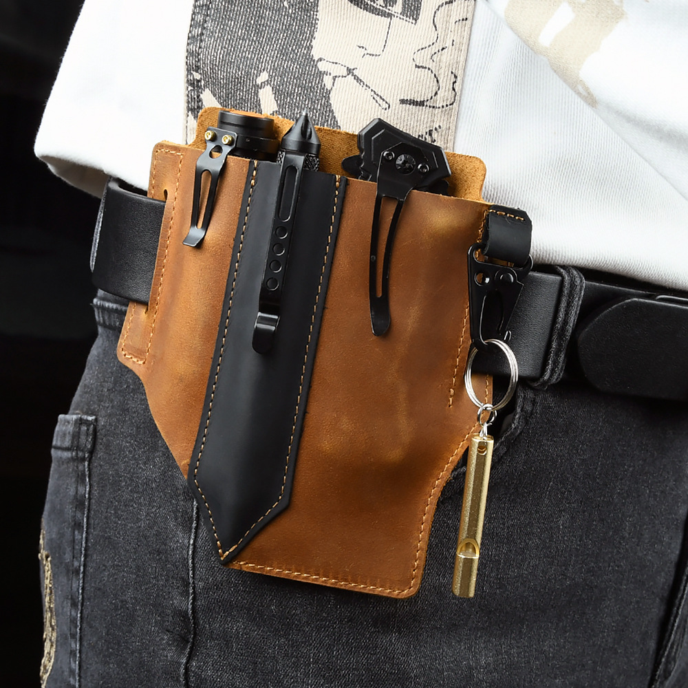 Men Travel Tactical Waist Bag  - đánh giá và giá Leather Edc. Carry Pouch