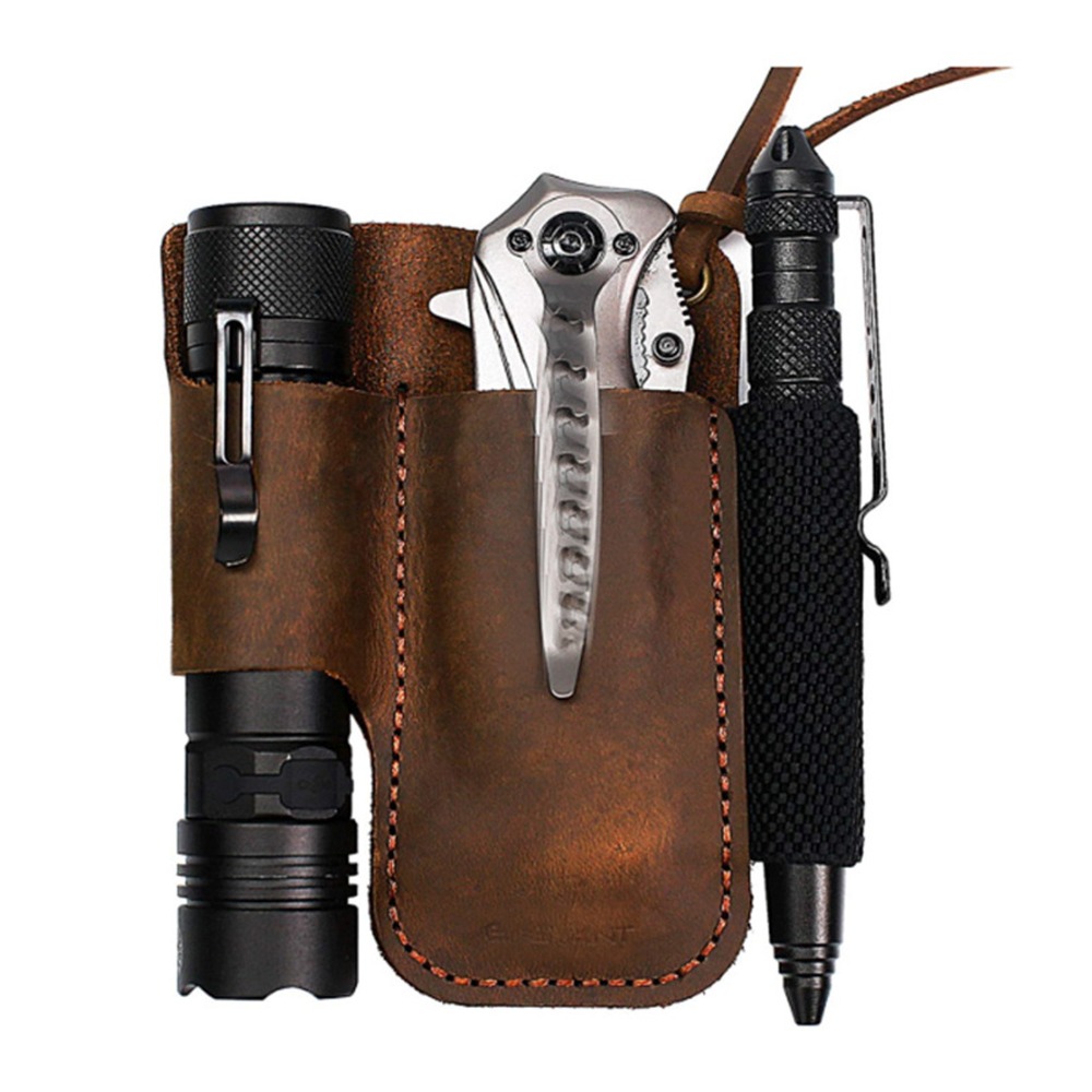 Durable Cowhide Leather Multit - đánh giá và giá Leather Edc. Carry Pouch